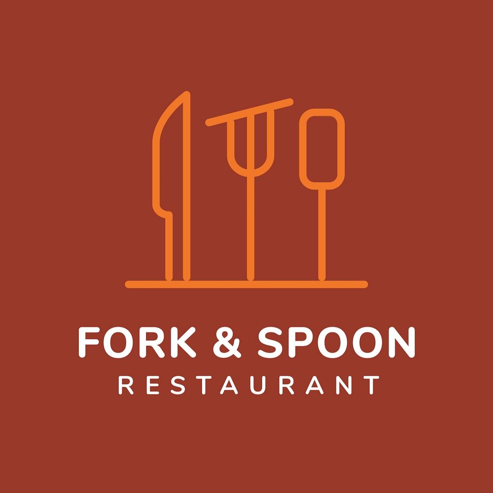 Restaurant logo template, line art, editable design