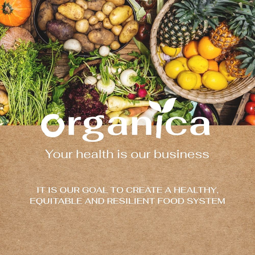 Organic food Instagram post template, editable design