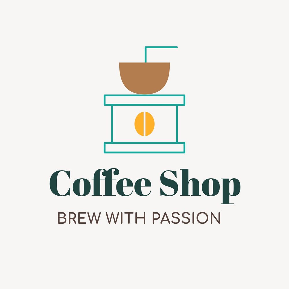 Coffee shop logo template, aesthetic design, editable text