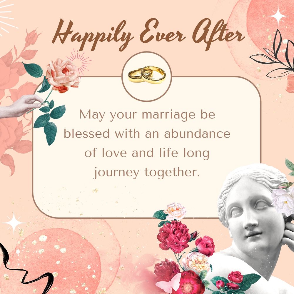 Wedding greeting Instagram post template, vintage aesthetic design