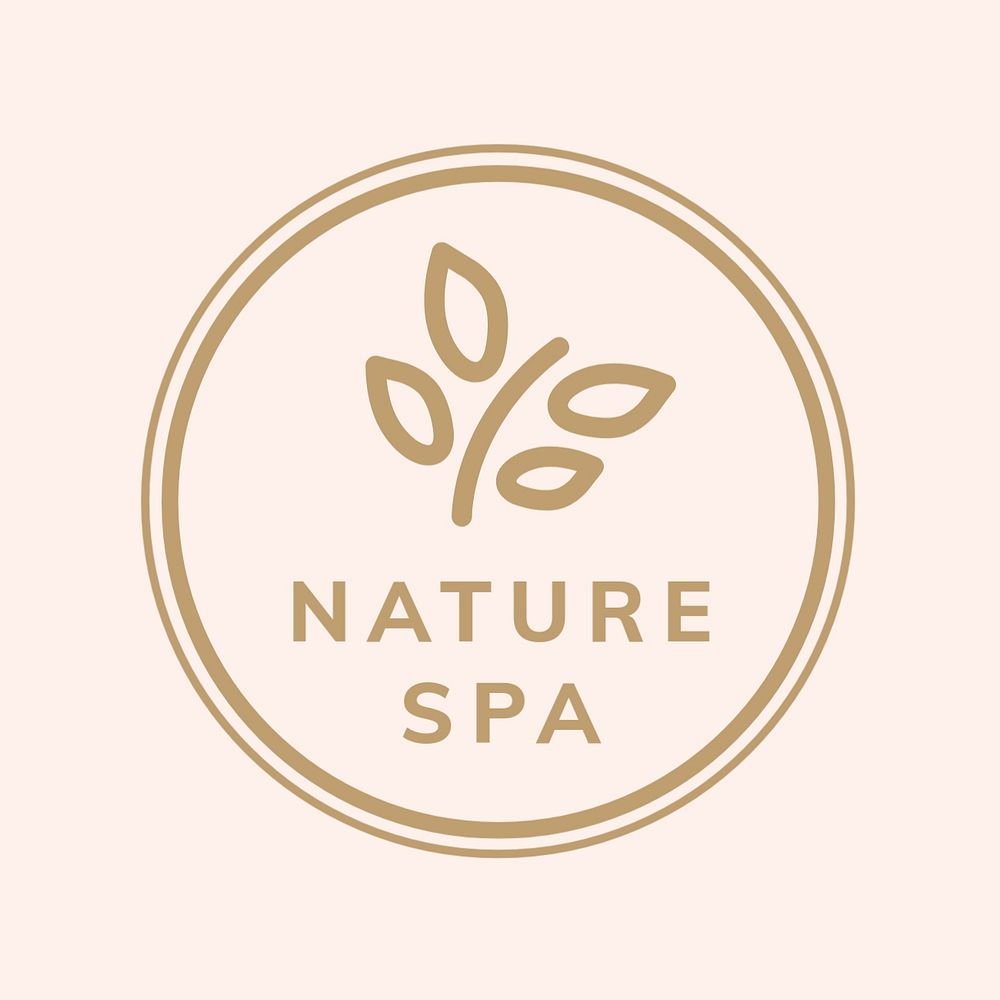 Beauty spa logo template, aesthetic leaf, editable design