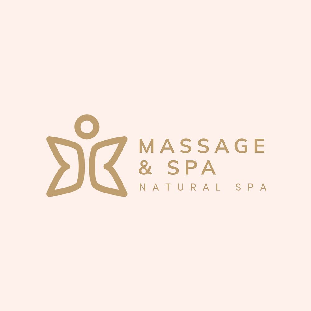 Massage spa logo template, butterfly illustration, aesthetic editable design