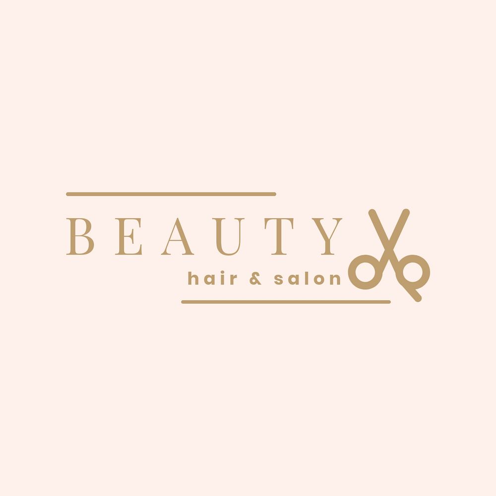 Hair salon logo template, beige aesthetic, editable design