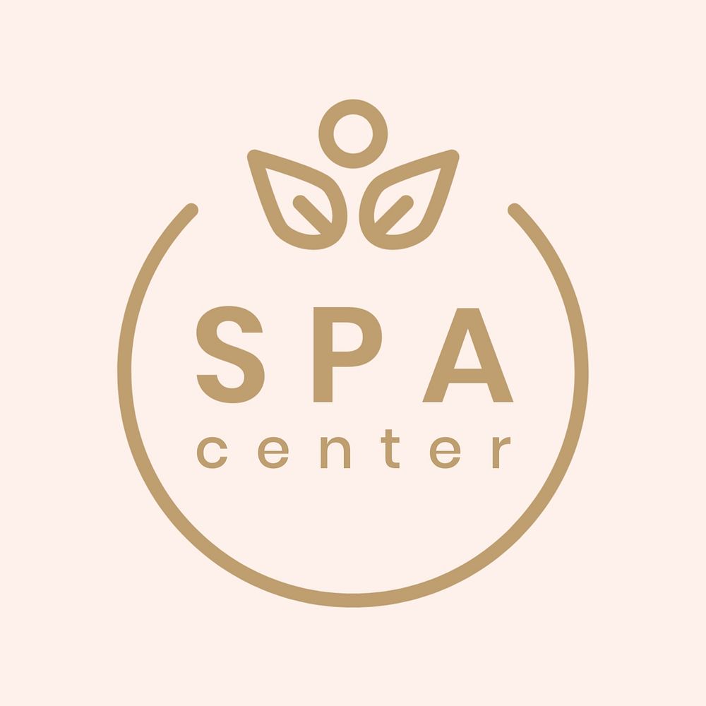 Wellness spa logo template, beige aesthetic, editable design