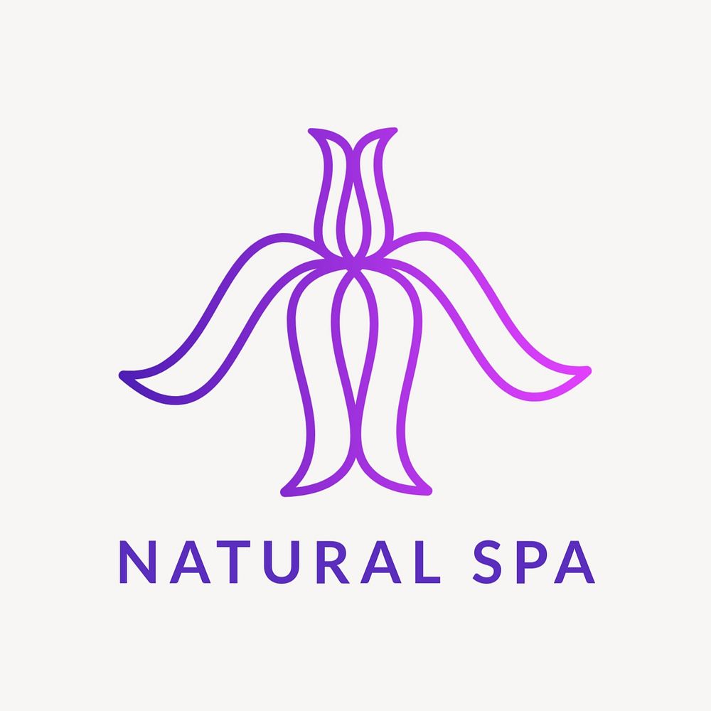 Spa center logo template, gradient editable design