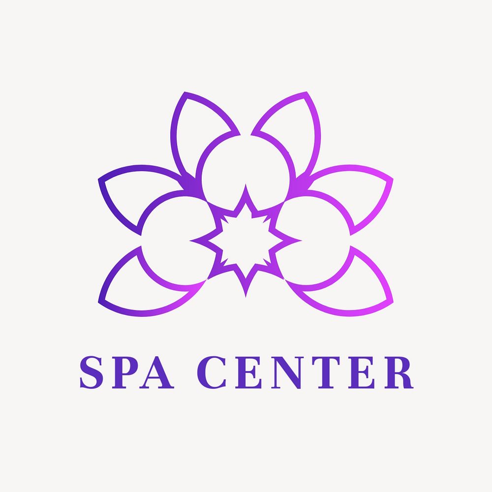 Spa center logo template, gradient editable design