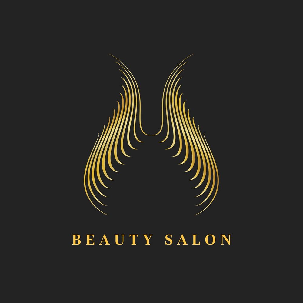 Beauty salon logo template, gold luxury editable design