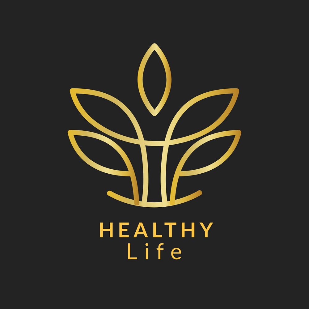 Gold leaf spa logo template, classy editable design