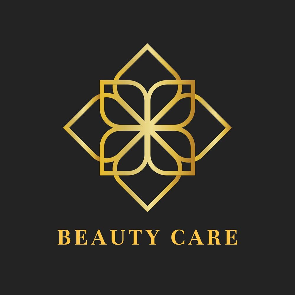 Beauty care flower logo template, elegant gold, editable template