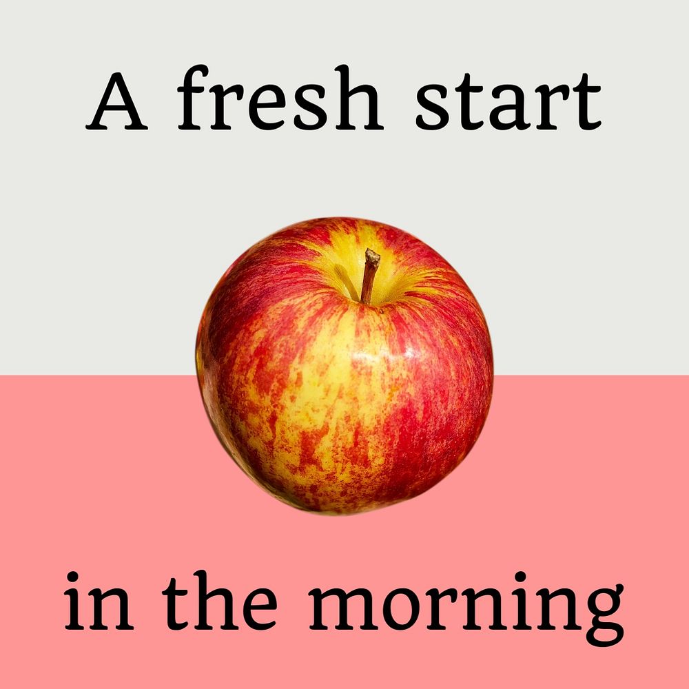 Editable social media post template, apple and motivating message