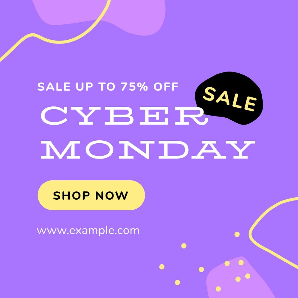 Cyber Monday Instagram ad template, editable text on Memphis design