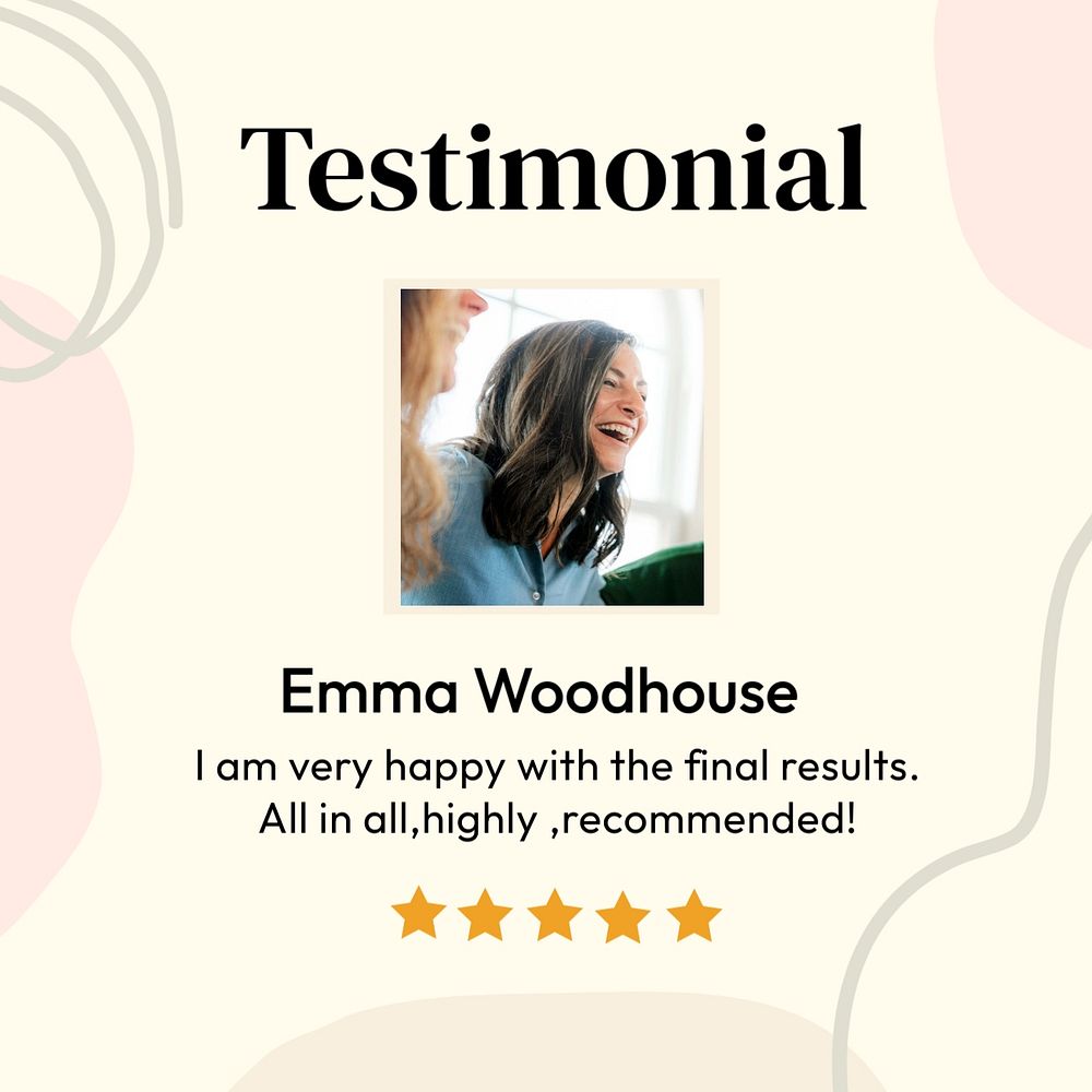Testimonial Instagram ad template, editable pastel design