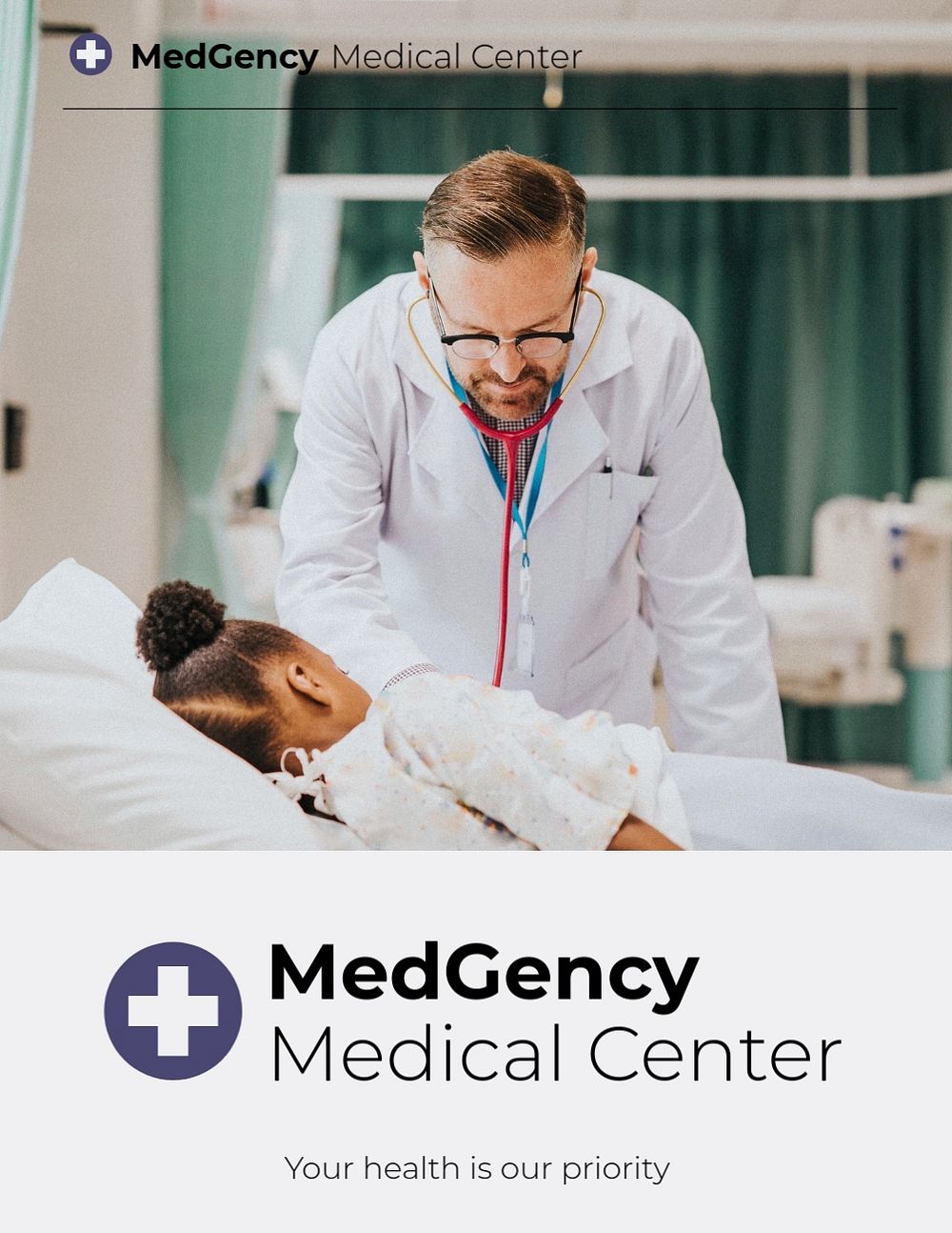 Medical center flyer template, healthcare business