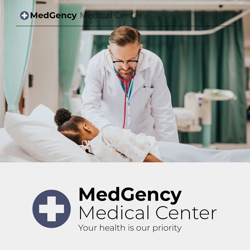 Medical center Instagram post template, healthcare service
