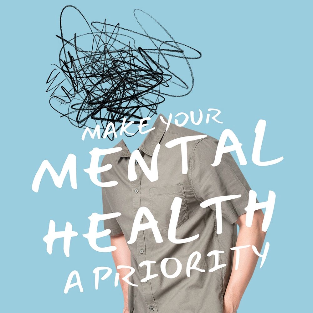 Mental health Instagram post template, creative remixed media