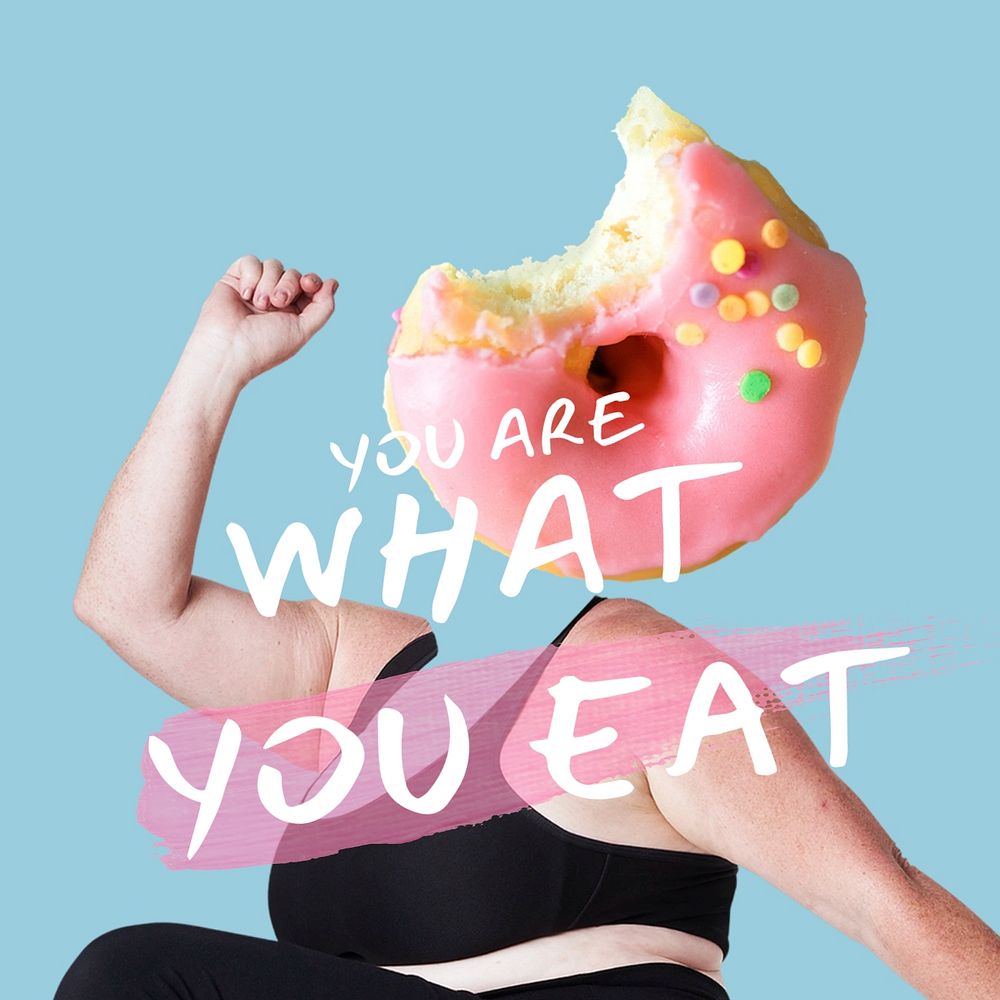 Foodie Instagram post template, you are what you eat quote 