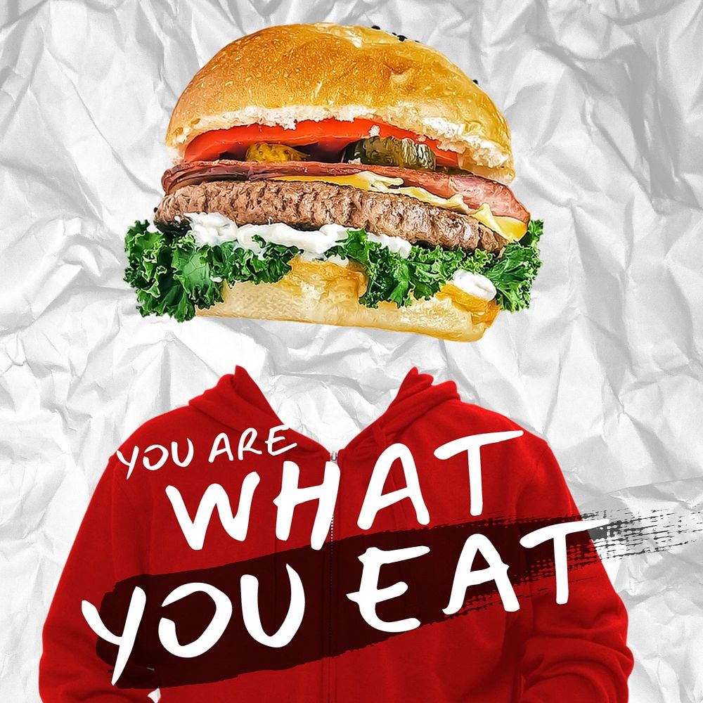Foodie Instagram post template, you are what you eat quote 