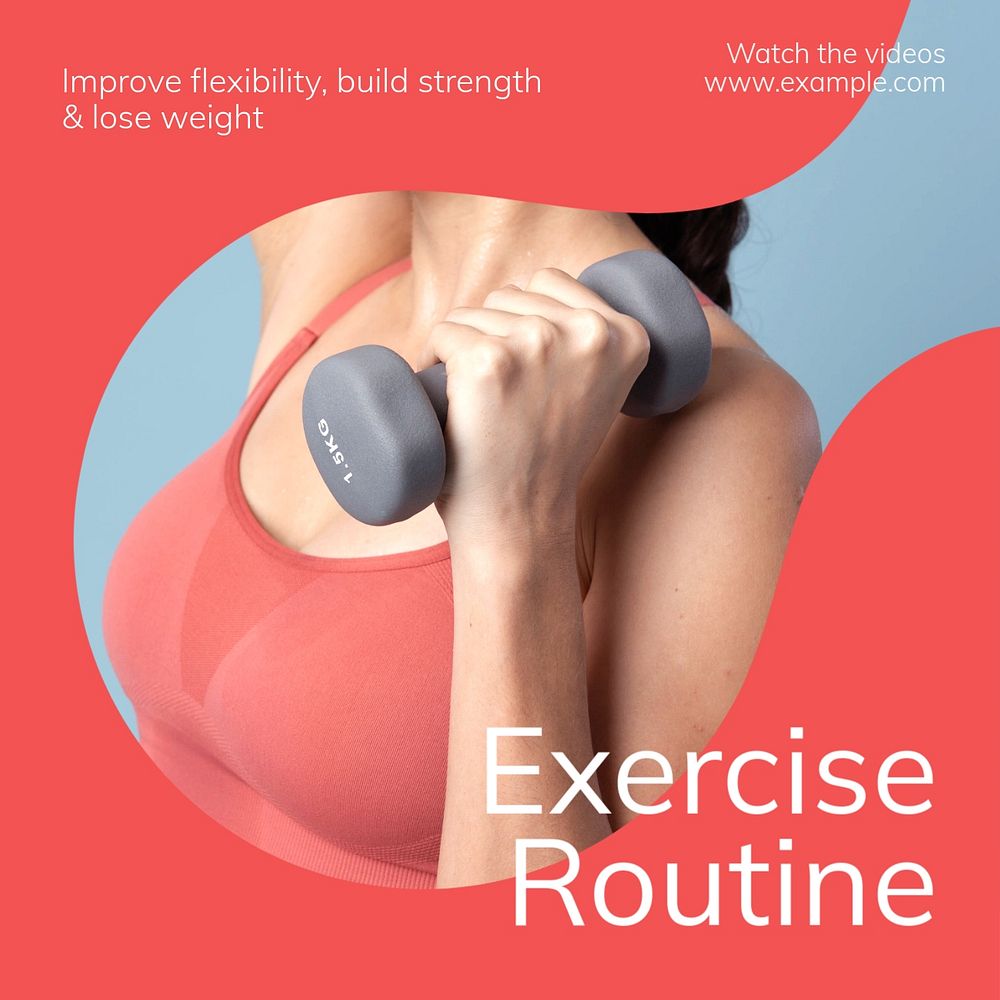 Exercise routine Instagram post template, editable text