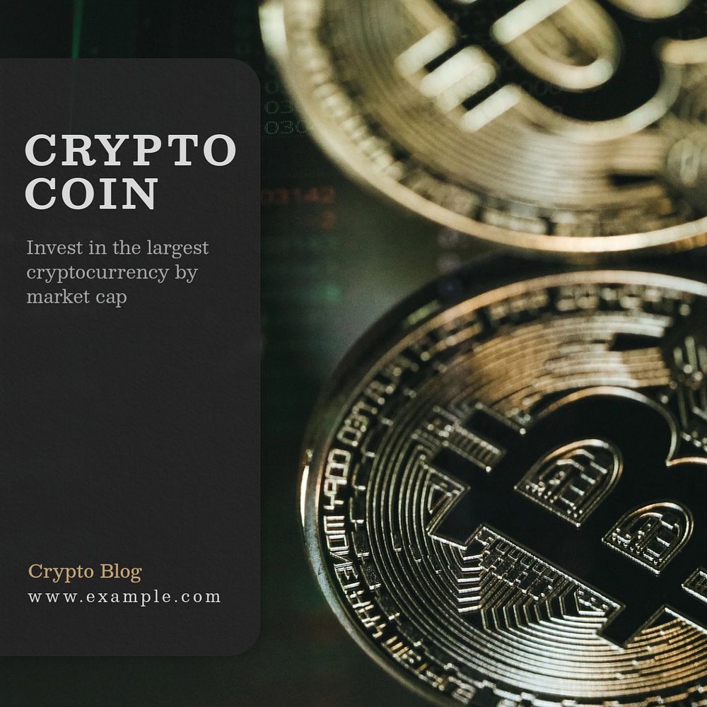 Crypto coin Instagram post template, editable text