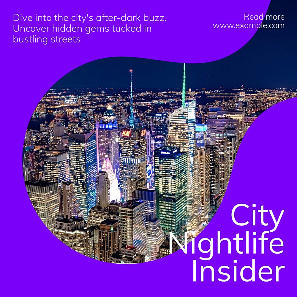 Nightlife city insider Instagram post template, editable text