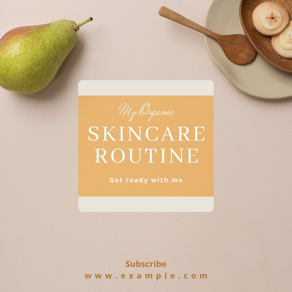 Organic skincare routine Instagram post template, editable text