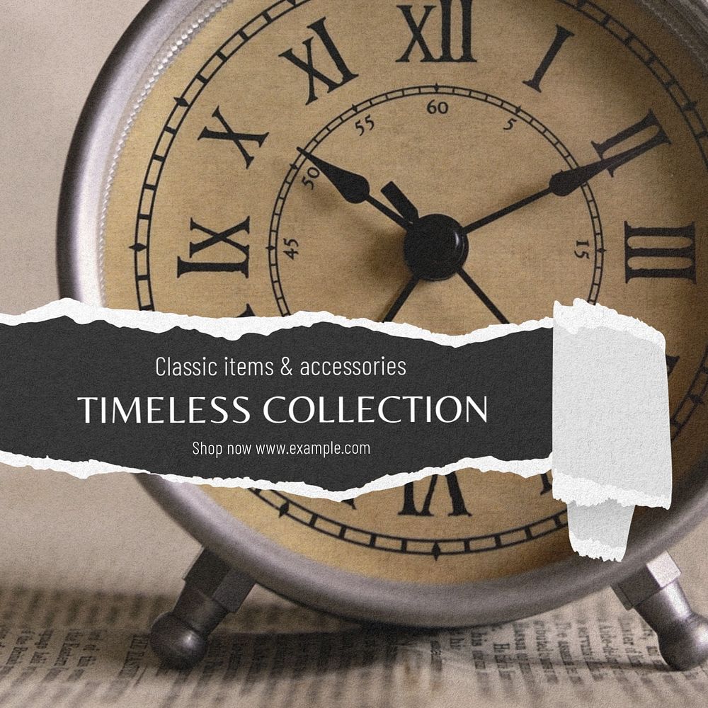 Timeless collection Instagram post template, editable text