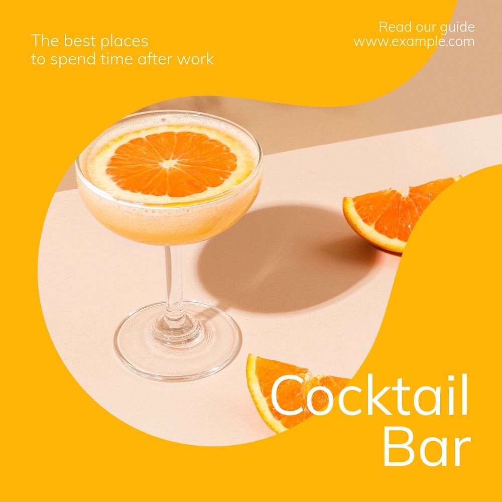 Cocktail bar Instagram post template, editable text