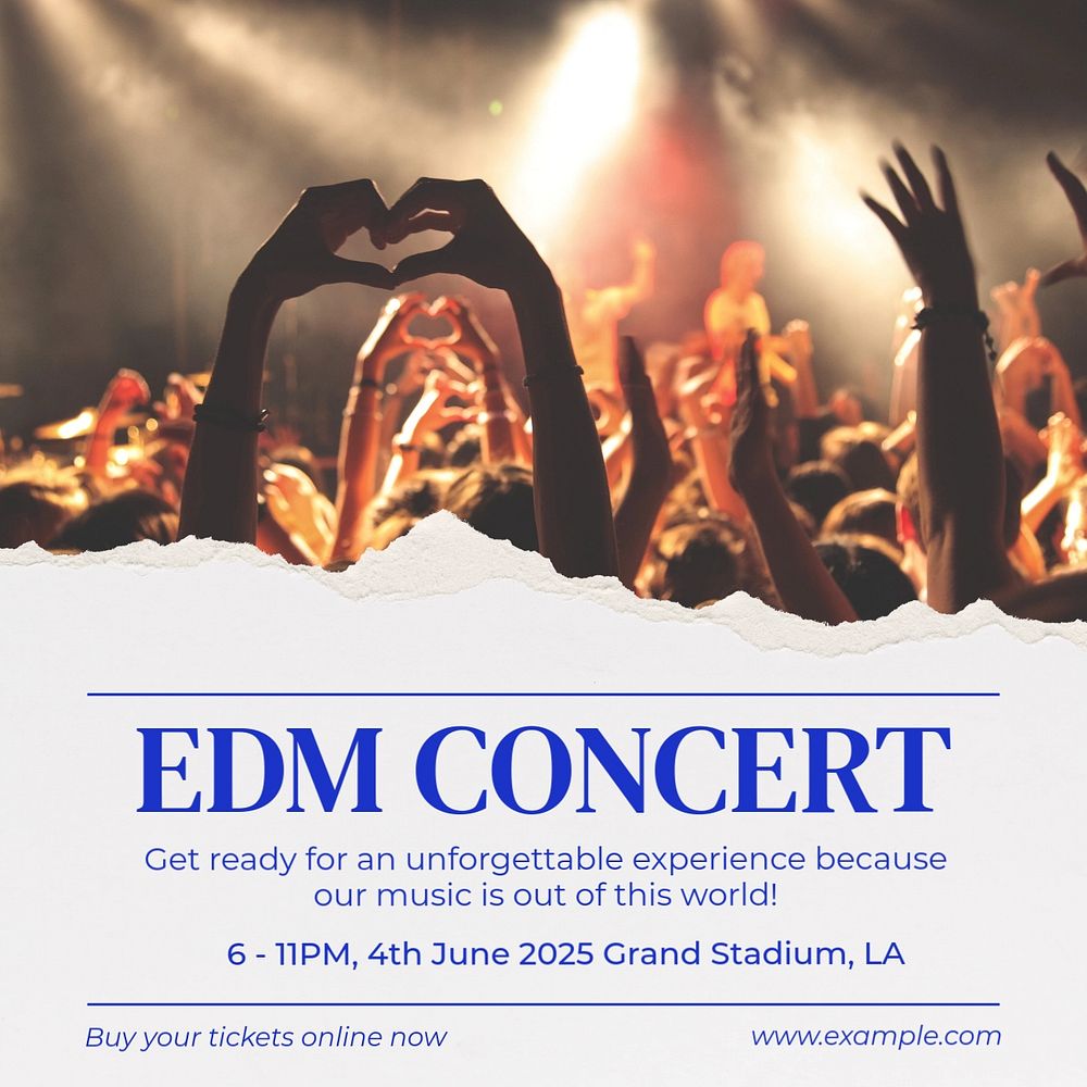 EDM concert Facebook post template, editable design