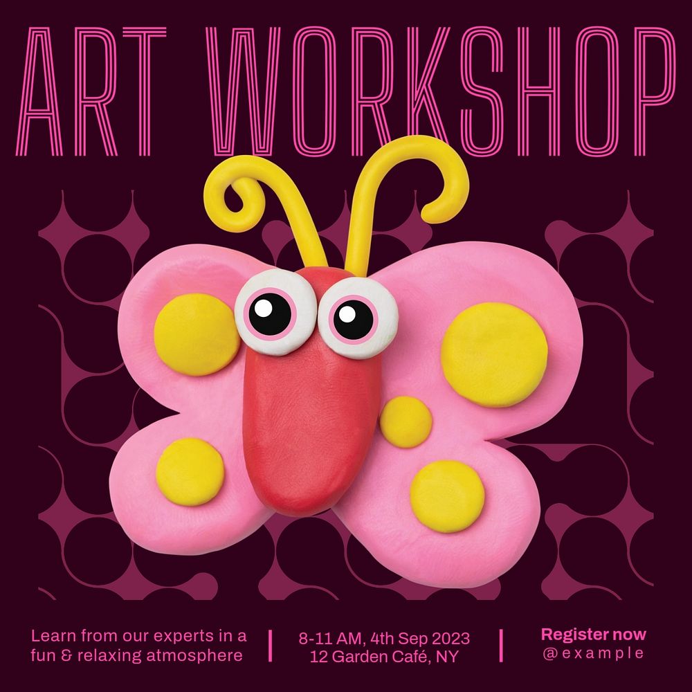 Art workshop Instagram post template, editable design