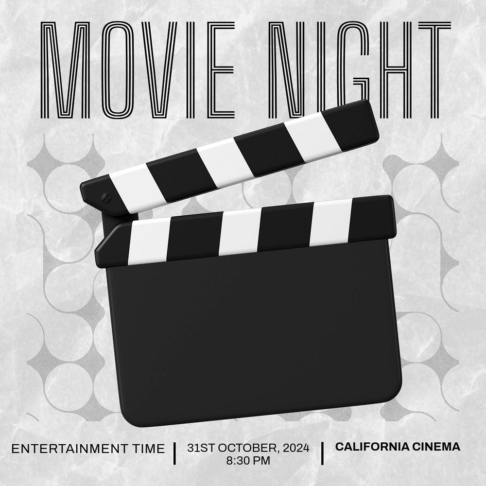 Movie night Instagram post template, editable design