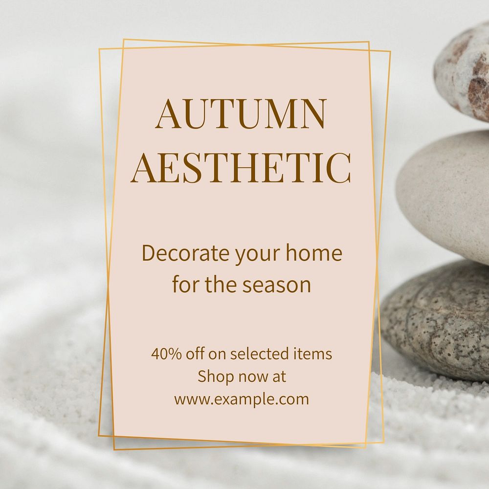 Autumn home decoration Instagram post template, editable text