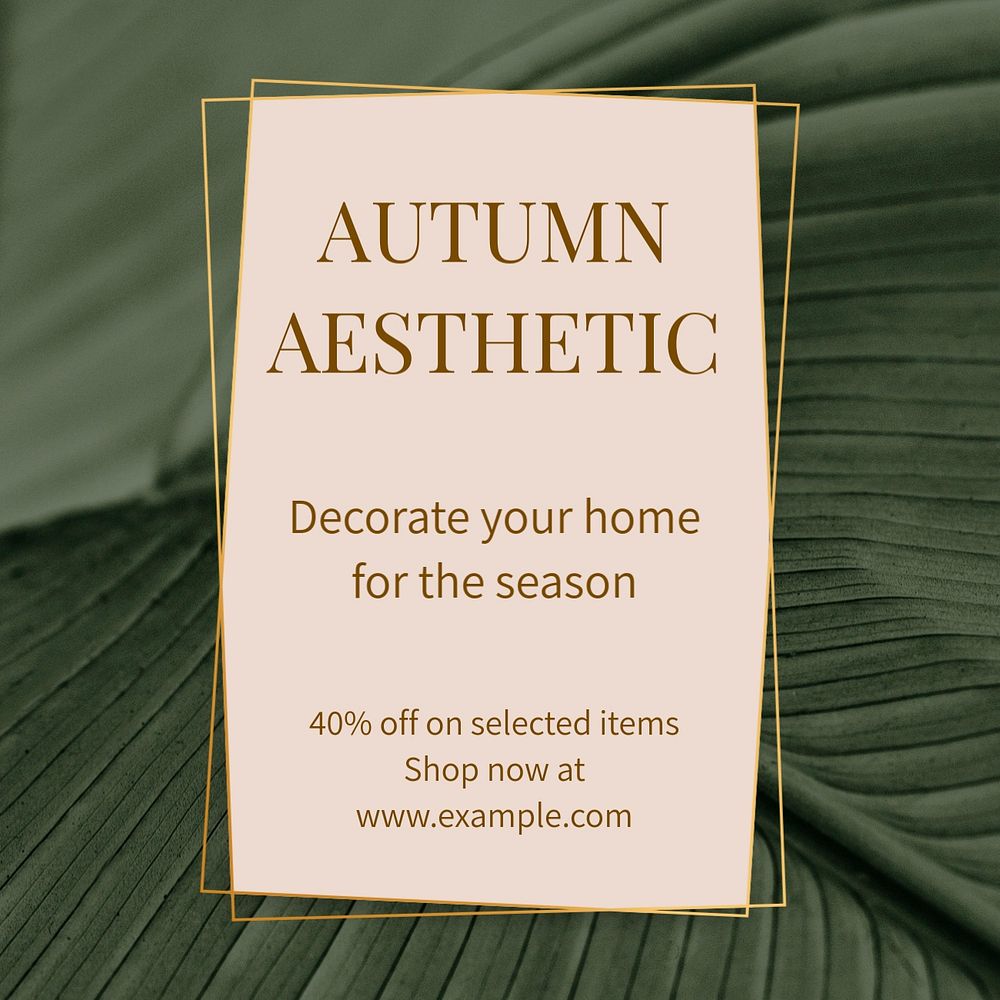 Autumn home decoration Instagram post template, editable text