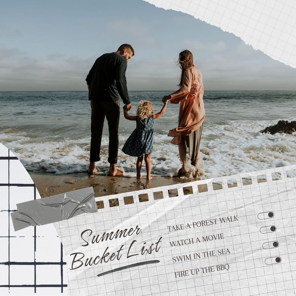 Summer bucket list post template, editable social media design