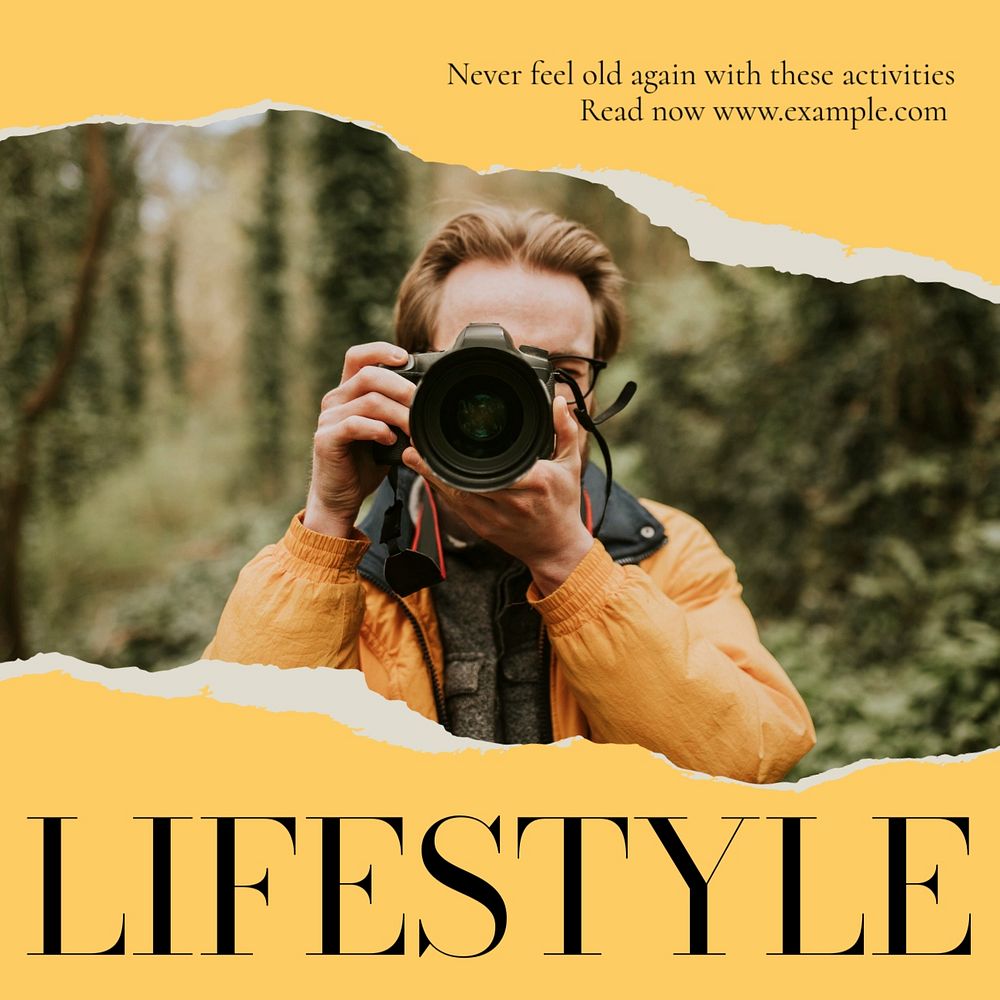 Lifestyle Instagram post template, editable text