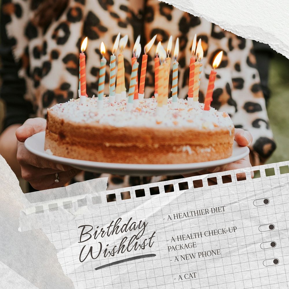 Birthday wishlist template, editable checklist design