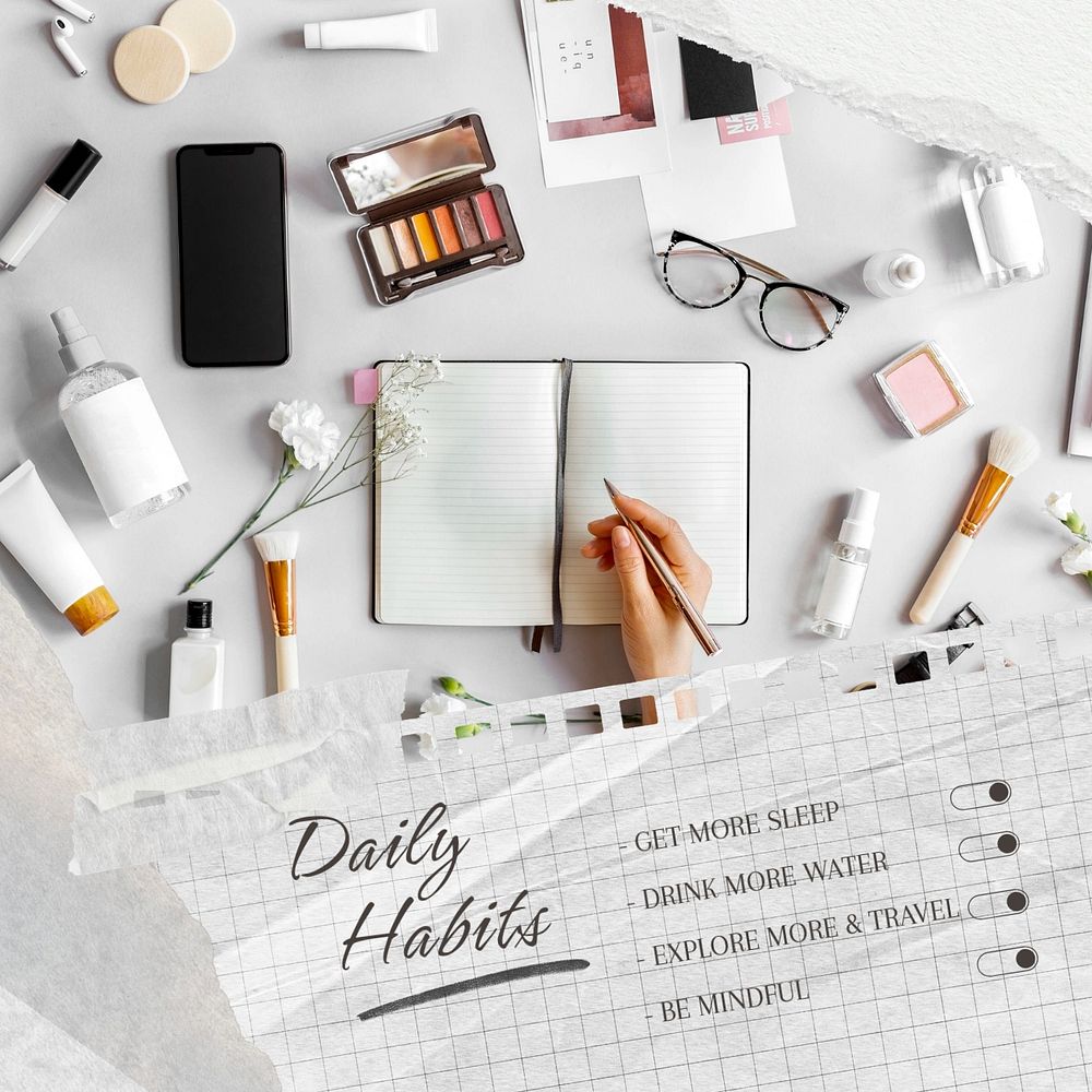 Daily habits list post template, editable social media design