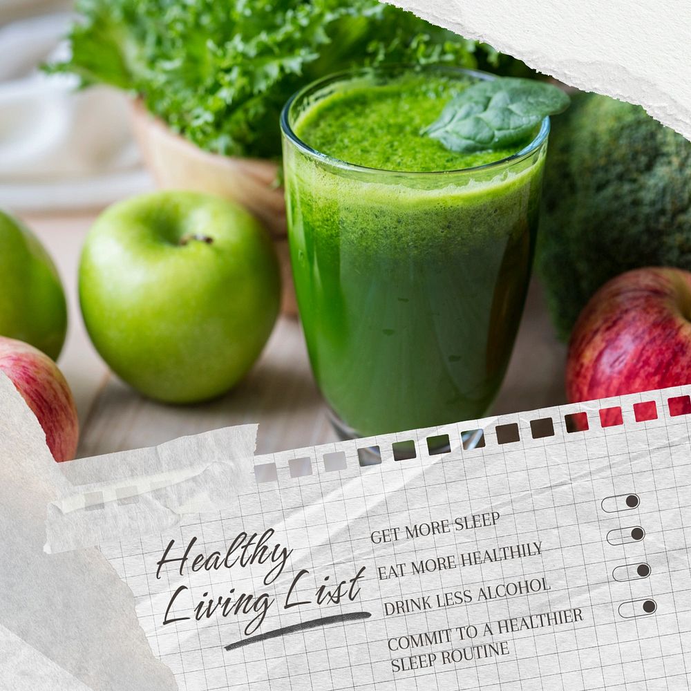 Healthy living list post template, editable social media design