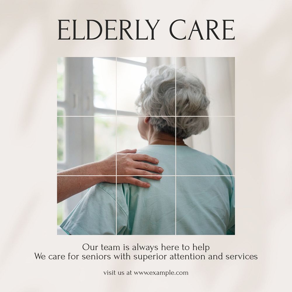 Elderly care Instagram post template, editable social media design