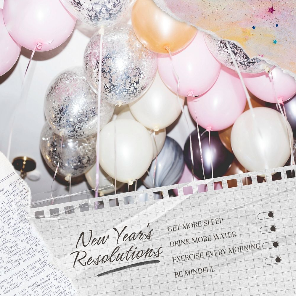 New Year's resolutions post template, editable social media design