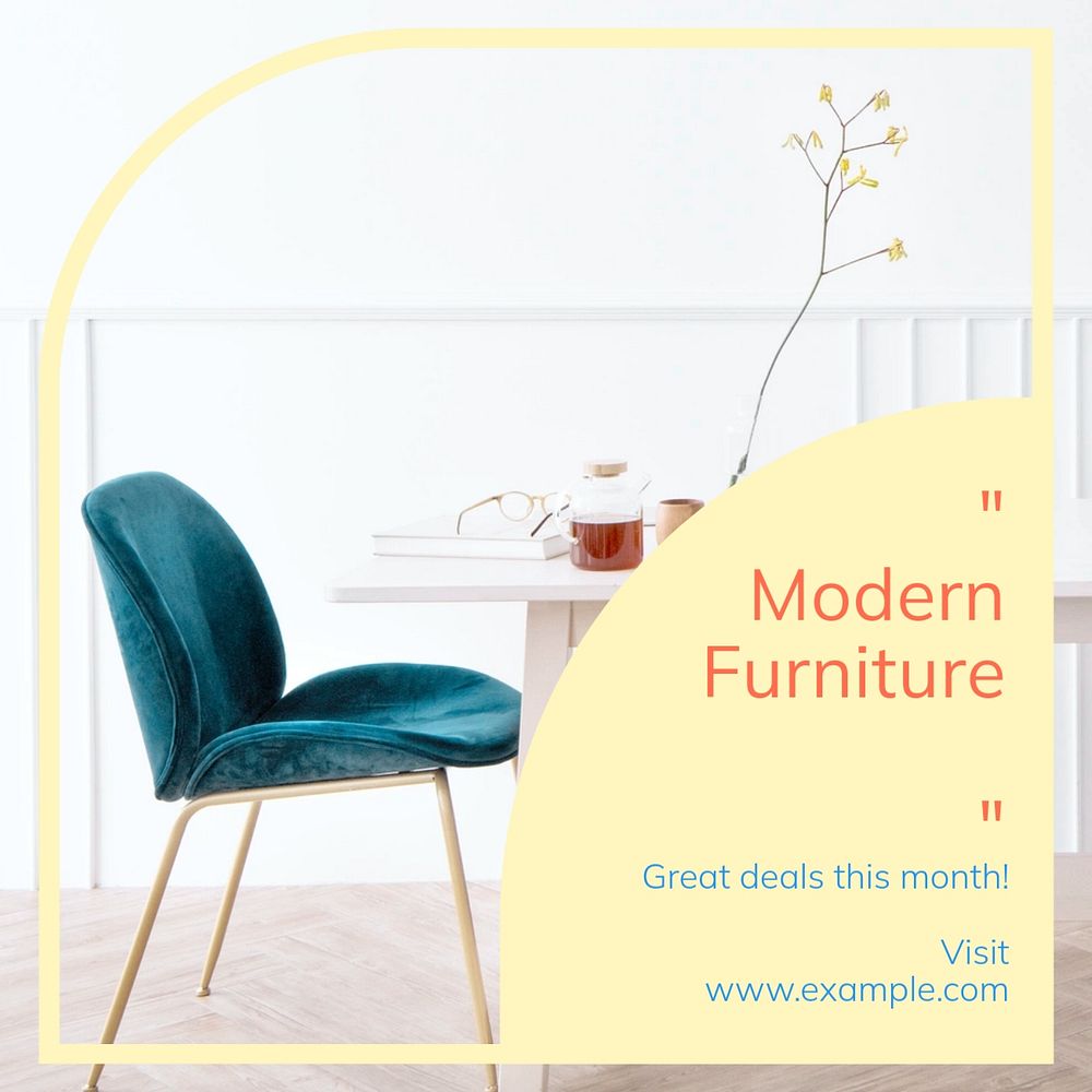 Modern furniture Instagram post template, editable text