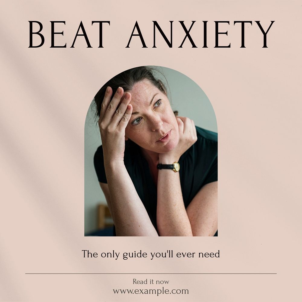 Beat anxiety Instagram post template, editable social media design