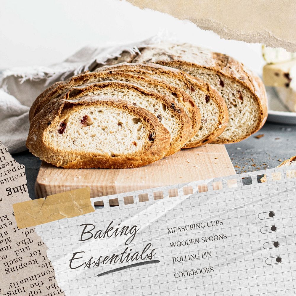 Baking essentials list post template, editable social media design