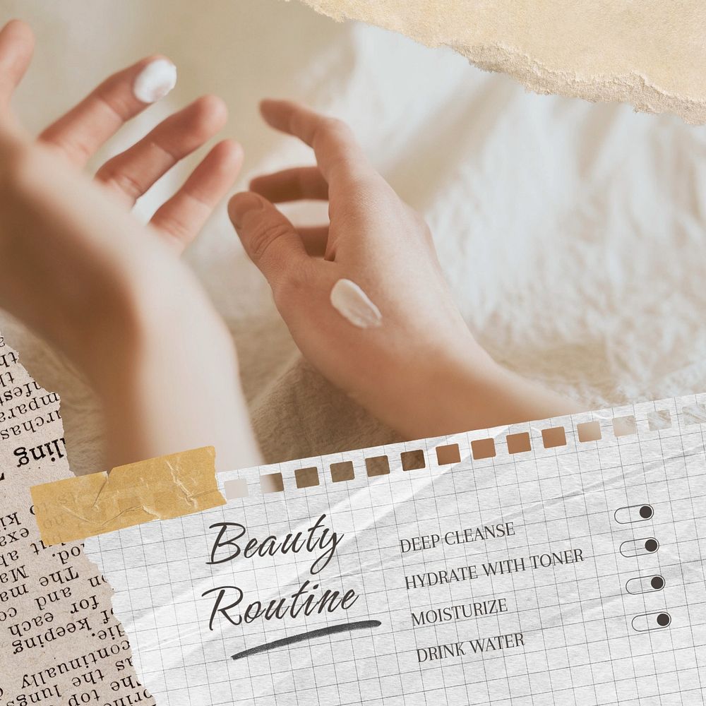 Beauty routine template, editable checklist design