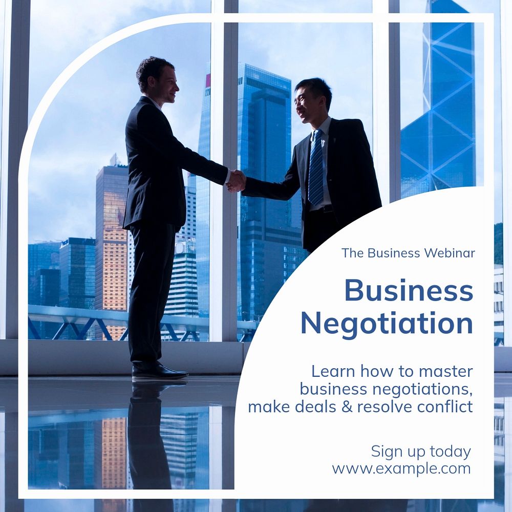 Business negotiation Instagram post template, editable text