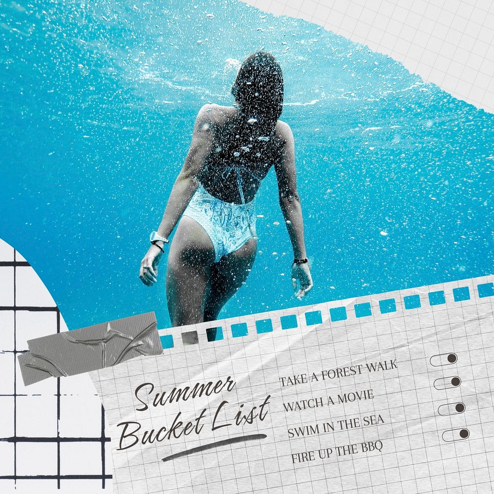 Summer bucket list post template, editable social media design