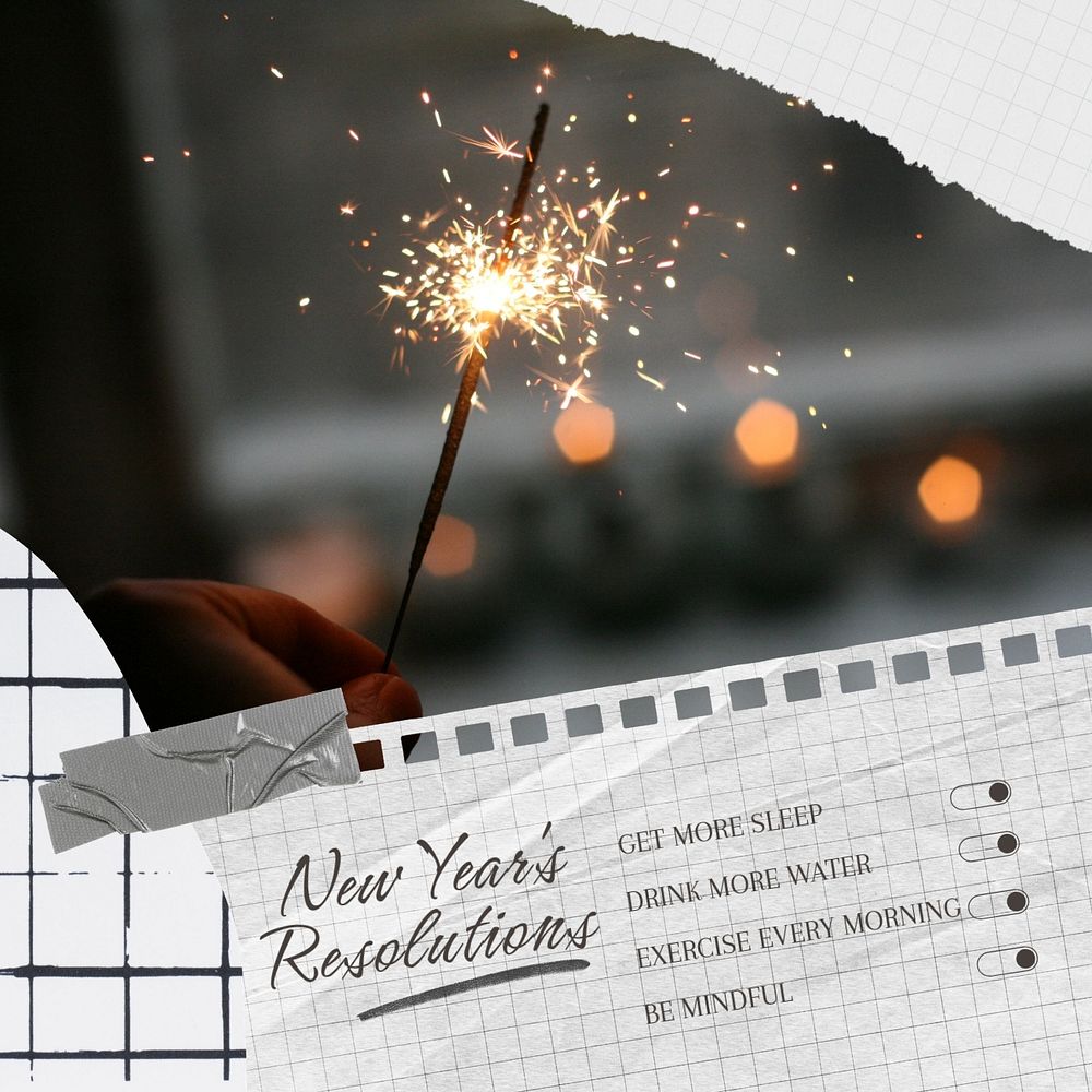 New Year's resolutions post template, editable social media design