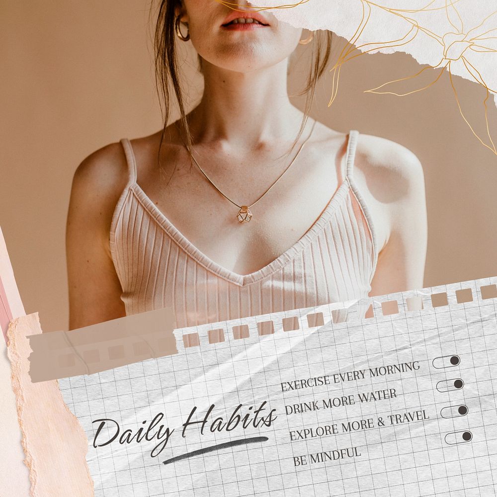 Daily habits list post template, editable social media design