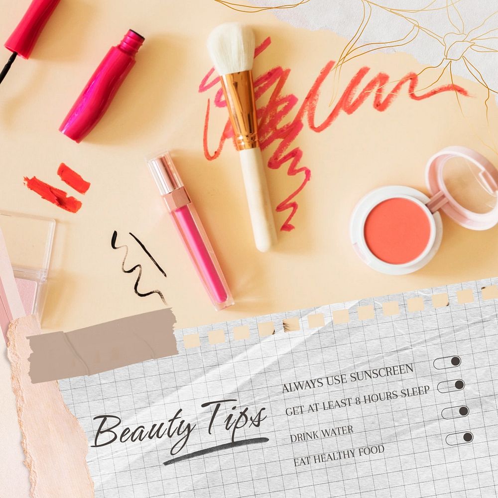 Beauty tips list post template, editable social media design