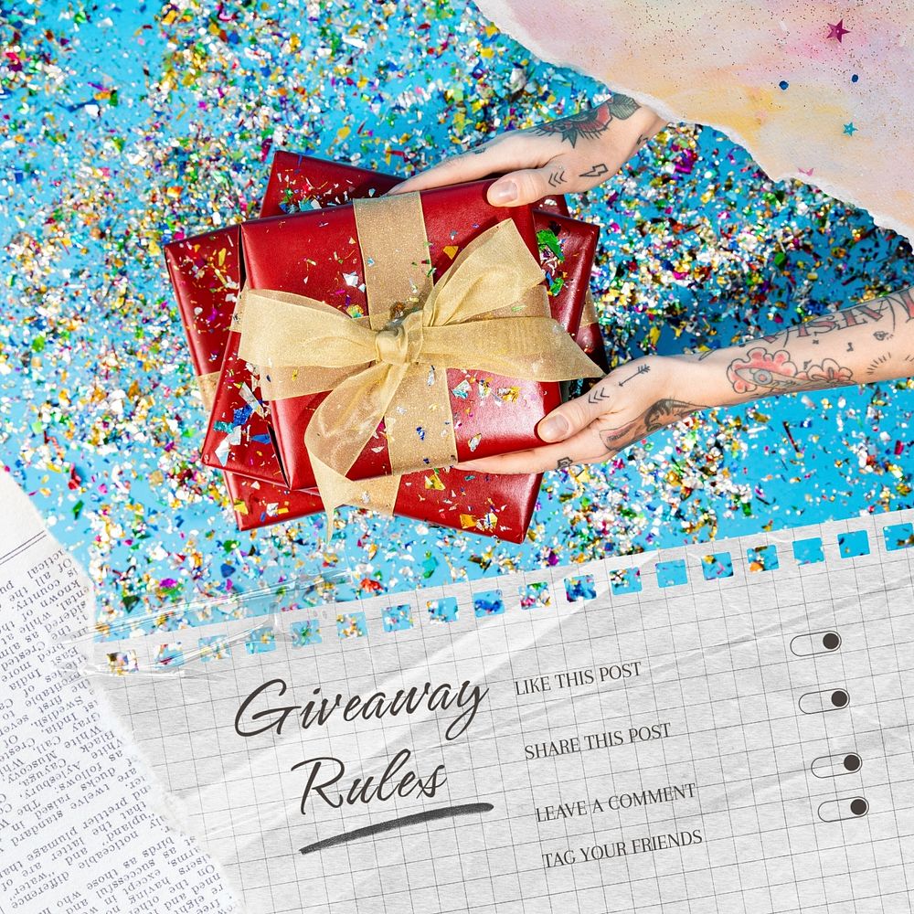 Giveaway rules template, editable checklist design