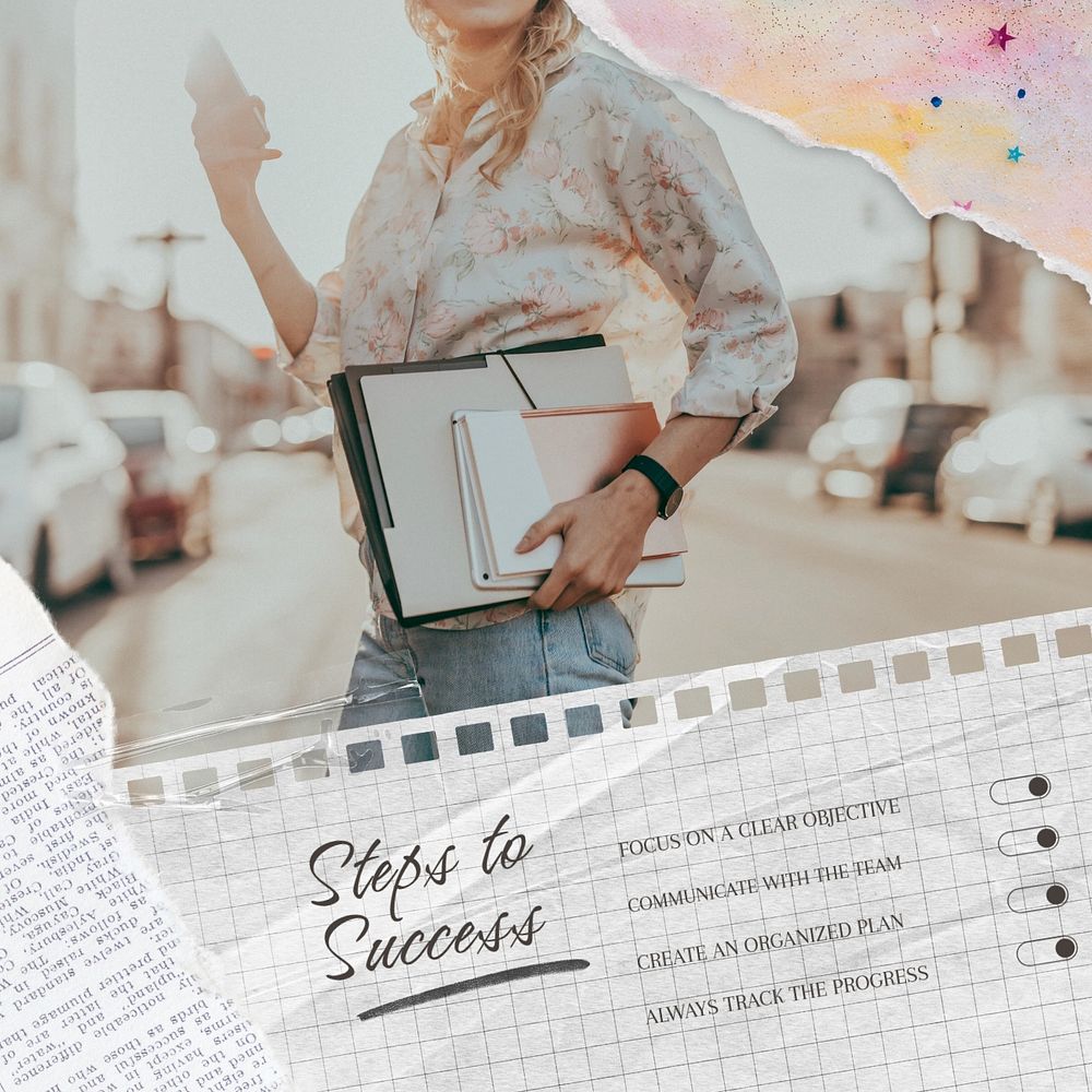 Steps to success post template, editable social media design